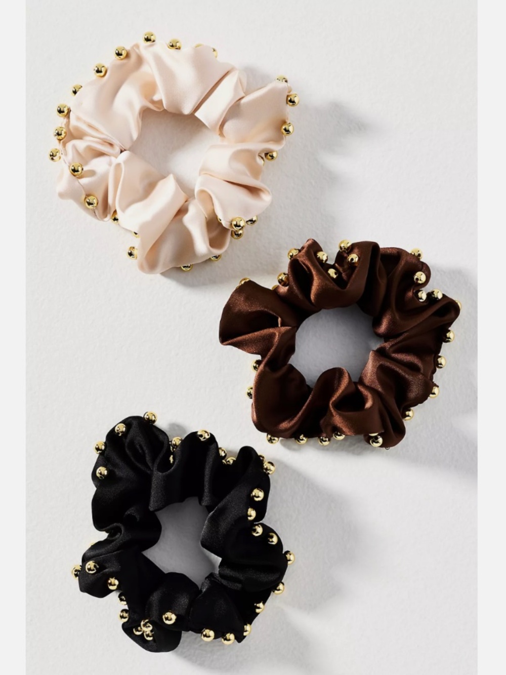 NWT ANTHROPOLOGIE BEADED SCRUNCHIES, SET OF 3